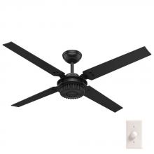 Hunter 59235 - Hunter 54 inch Chronicle Matte Black Damp Rated Ceiling Fan and Wall Control