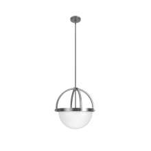 Hunter 19235 - Hunter Wedgefield Brushed Nickel with Frosted Cased White Glass 3 Light Pendant Ceiling Light Fixtur