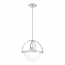 Hunter 19233 - Hunter Wedgefield Brushed Nickel with Frosted Cased White Glass 1 Light Pendant Ceiling Light Fixtur