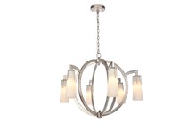 Elegant 1542D36ASL - Harlow Nights 6 Light antique silver Leaf Chandelier