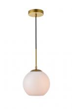 Elegant LD2207BR - Baxter 1 Light Brass Pendant with Frosted White Glass