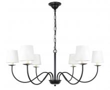 Elegant LD6103D37BK - Eclipse 6 Light Black and White Shade Chandelier