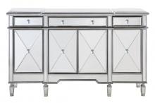 Elegant MF6-1001SC - 3 Drawer 4 Door Cabinet 60 In.x14 In.x36 In. in Silver Clear