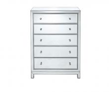 Elegant MF72026 - Chest 5 Drawers 34in. Wx16in. Dx48in. H in Antique Silver Paint