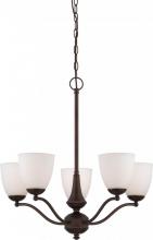 Nuvo 60/5135 - Patton - 5 Light Chandelier (Arms Up) with Frosted Glass - Prairie Bronze Finish