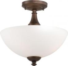 Nuvo 60/5144 - Patton - 3 Light Semi Flush with Frosted Glass - Prairie Bronze Finish