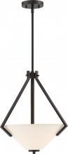 Nuvo 60/6347 - Nome - 2 Light Pendant with Satin White Glass - Mahogany Bronze Finish