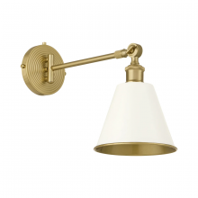 Quorum 5320-1-0880 - BAILEY 1 LIGHT WALL LAMP -STUDIO WHITE/AGED BRASS