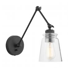 Austin Allen & Co. 9D345A - 1-Light Clear Glass Sconce with Adjustable Arm and Shade in Matte Black
