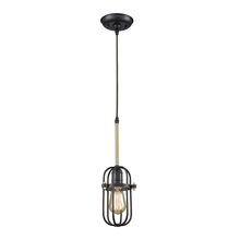 ELK Home 65216/1 - Binghamton 1-Light Mini Pendant in Bronze and Satin Brass with Metal Cage