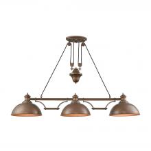 ELK Home 65273-3 - Farmhouse 3-Light Adjustable Island Light in Tarnished Brass with Matching Shade